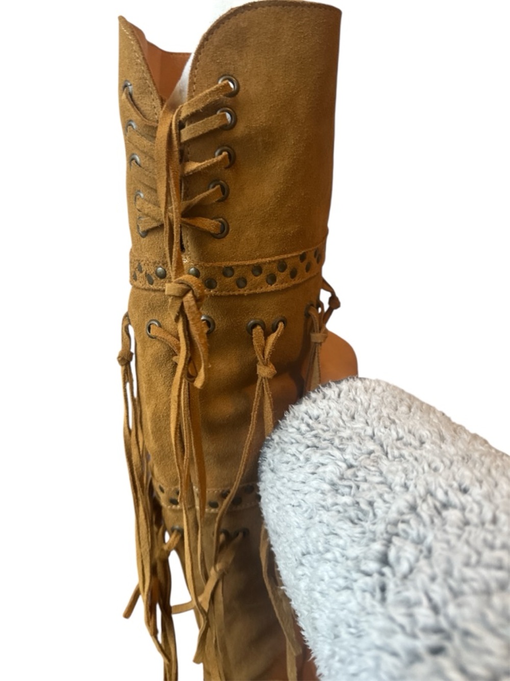 Dingo Tan Fringe Suede Over-the-Knee Boots size 6.5 - Picture 7 of 12